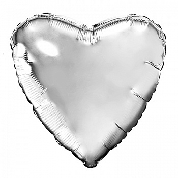 754726  шар надувной Мини сердце 9'/23 см., серебро с клапаном